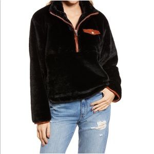 BLANKNYC Faux Fur Half Zip Pullover